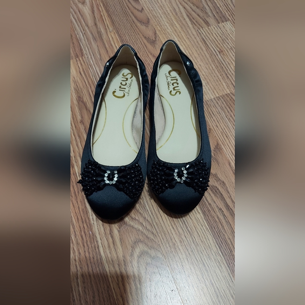 Circus Black Flats with Rhinestones.